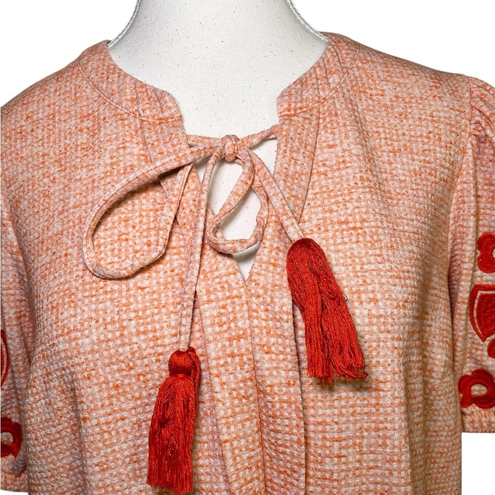 Voy Embroidered Peach Midi Dress - Picture 4 of 15